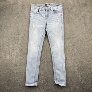 Aero Jeans Women 10 Reg (28x28) Midrise Stretch Distressed‎ Blue Denim